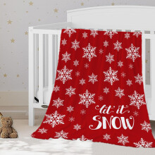 Couverture de Noël pour enfants, motif flocons de neige rouges et blancs, 40 x 50 cm
