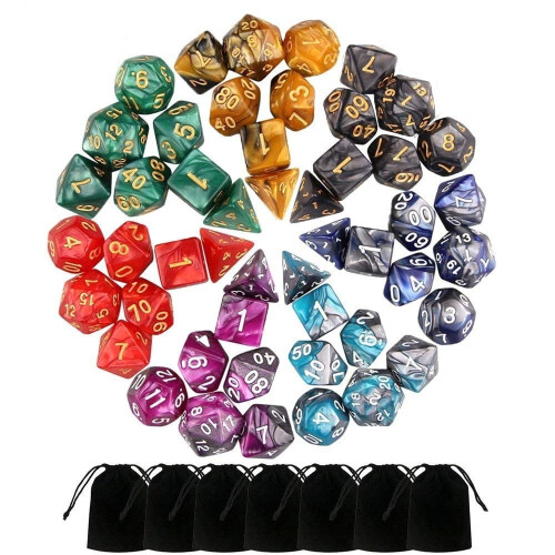 Set di dadi poliedrici Dungeons & Dragons bicolore, 49 pezzi