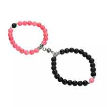 Pulseira magnética para casal, pulseira com contas de pedra natural em formato de coração, tamanho A5