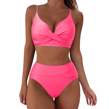 Damen-Bikini-Set mit hohem Bund, pink, Größe 8