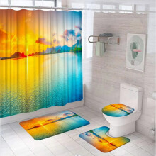 Ensemble de salle de bain 6 pièces motif plage, océan et palmiers