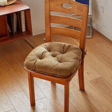 Velvet Chair Cushion with Ties Khaki 19"x18"