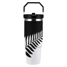 Gobelet isotherme Silver Fern en acier inoxydable avec anse, 887 ml (30 oz).