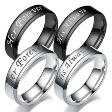 Bague de fiançailles pour femme en acier titane noir, taille 7