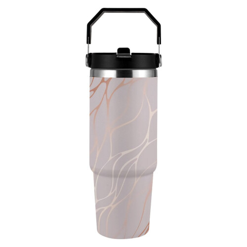 Ποτήρι από ανοξείδωτο ατσάλι Rose Gold Marble 30oz με λαβή