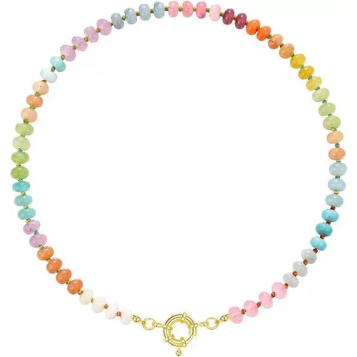 Damen-Perlenkette im Boho-Stil mit Perlen und Regenbogen