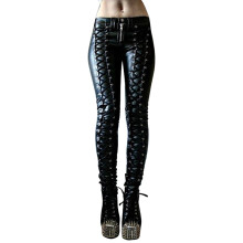Pantaloni skinny da donna in similpelle stile steampunk