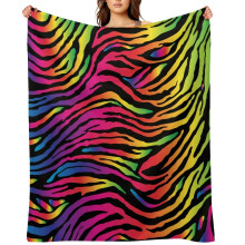 Flanelldecke mit Regenbogen-Zebra-Muster, 50 x 60 Zoll