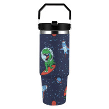 Gobelet isotherme en acier inoxydable 30 oz avec motif dinosaure et astronaute