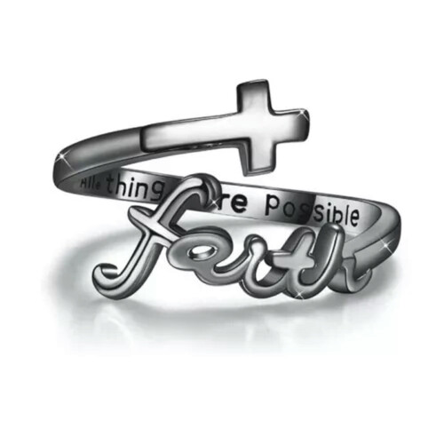 Geloofsring met kruisontwerp, unisex open vingerring
