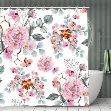 Rose Blomster Vintage Dusjforheng Vaskbar Vanntett