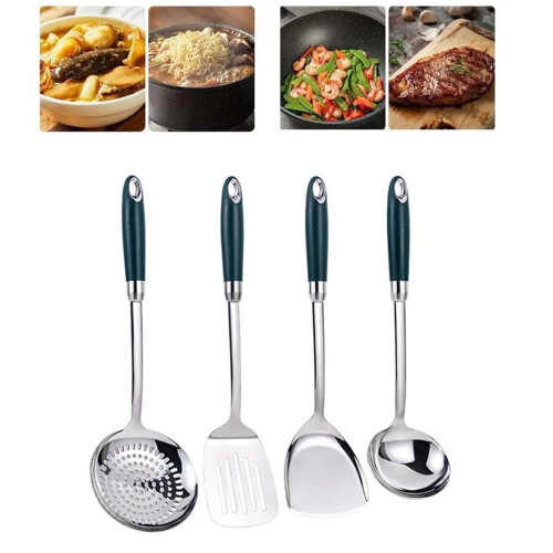 Set di utensili da wok in metallo, 4 pezzi