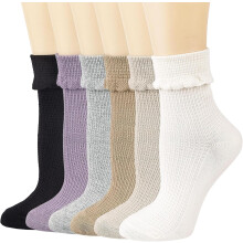Dames sokken met ruches, katoenen enkelsokken (6 stuks)