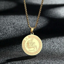 Naszyjnik ze stali nierdzewnej z wisiorkiem ze znakiem zodiaku – Wodnik (złoty)