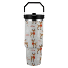 Gobelet isotherme de Noël à motif renne, 890 ml (30 oz), en acier inoxydable