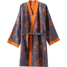 Katoenen jacquard yukata badjas voor heren met riem