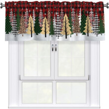Christmas Tree Valance Curtains Red Black Buffalo Plaid