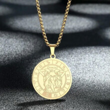 Naszyjnik ze stali nierdzewnej z wisiorkiem ze znakiem zodiaku – Bliźnięta (złoto)