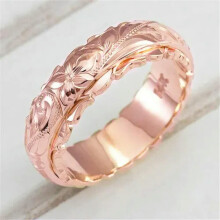 Bague de doigt fleurie pour femme, mariage, or rose 9