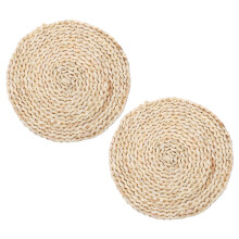 Handgemaakte ronde gevlochten bamboe onderzetters, 2 stuks, 2 cm