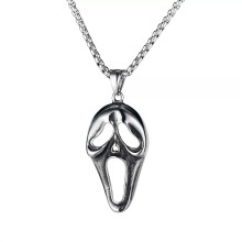 Collier pendentif masque de fantĂ´me d'Halloween pour homme en acier inoxydable