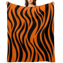 Tigerprint-Wohndecke, orange-schwarz, Flanell, 152 x 203 cm