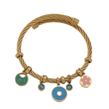 Bracelet à breloques en titane et acier inoxydable avec ouverture latérale