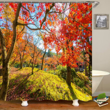 Sprchový záves Jesenná lesná scenéria 3D tlač Polyester