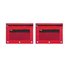 Cás Peann luaidhe PVC Trédhearcach Trí Pholl Zipper Dearg Mór