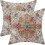 Μαξιλαροθήκες Boho σε χρώμα Burnt Orange Blue Linen-Blend 16x16 ίντσες 1