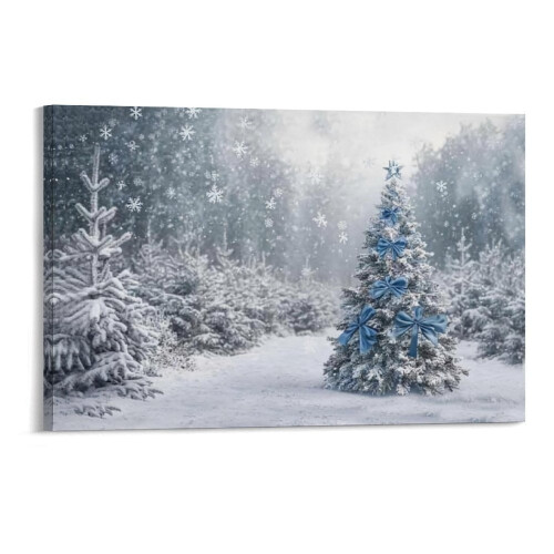 Juletre i snøfuru lerretsbilde 2416 tommer