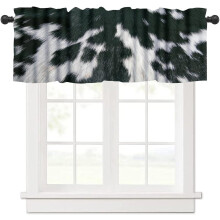 Cow Print Kitchen Valance Curtain Black White 54x18 Inch 1