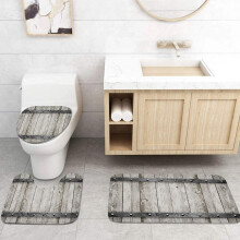 Ensemble rideau de douche vintage en bois avec aquarelle