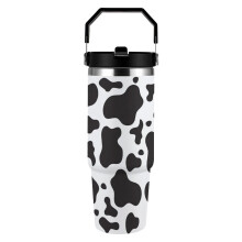 Gobelet isotherme en acier inoxydable à motif vache, 890 ml (30 oz) avec poignée