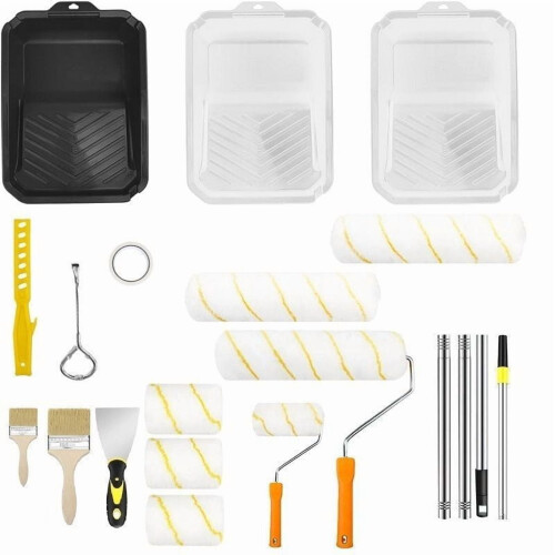 Kit de rolos de pintura de 4 e 9 polegadas com forro para bandeja e