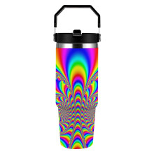 Gobelet isotherme en acier inoxydable, motif arc-en-ciel, 887 ml (30 oz), avec poignée