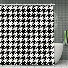 Duschvorhang mit Hahnentrittmuster, waschbar, wasserdicht, 180 x 180 cm