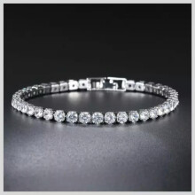 Pulseira de tênis em moissanita, prata de lei 925, 17 cm