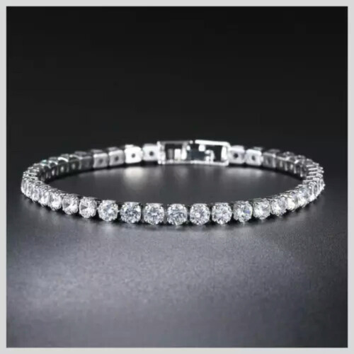 Βραχιόλι τένις Moissanite, ασήμι 925, 17 εκ.
