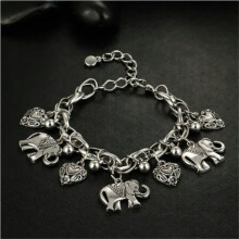 Pulseira de prata esterlina com pingente de elefante, 23 cm (9 polegadas)
