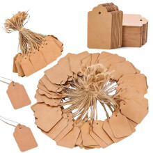 600 PCS Small Price Tags with String Attached, Brown Blank Hang & Gift Tags for Clothing Jewelry Retail Yard Sale Tool