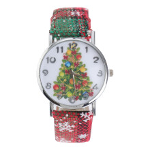 Dameshorloge met quartz uurwerk, sneeuwvlok en kerstboom.