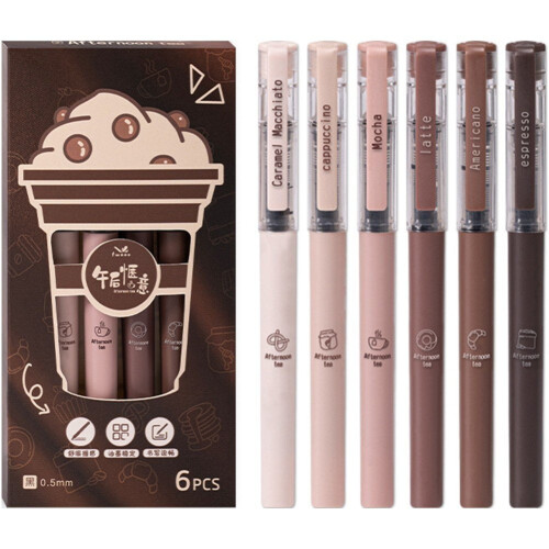 Flüssigtinte-Rollerball-Stifte, Geltinte, 6 Stück