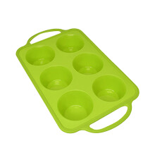 Moule à muffins géant en silicone, vert, 6 compartiments, 32,5 x 18,3 cm