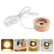 Socle lumineux LED pour objets en verre et cristal, en bois compact