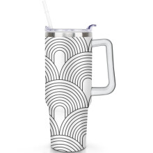 Gobelet isotherme à thème bohème de 1,2 L (40 oz) avec anse et couvercle anti-fuite