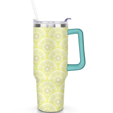 Gobelet citron à double isolation 40 oz avec poignée et