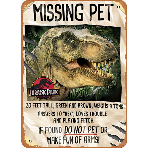 Μεταλλική πινακίδα Jurassic Park 8x12 ίντσες