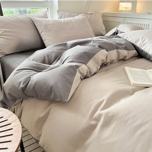 Ensemble de literie en coton réversible et moderne 4 pièces