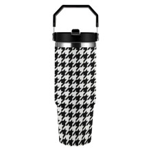 Gobelet isotherme en acier inoxydable à motif pied-de-poule, 887 ml (30 oz), avec poignée
